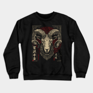 Aries Zodiac Ram with Fierce Brush Energy Crewneck Sweatshirt
