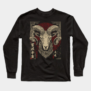 Aries Zodiac Ram with Fierce Brush Energy Long Sleeve T-Shirt