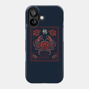 Cancer Zodiac Crab with Blossoms – Japanese Floral Style Phone Case