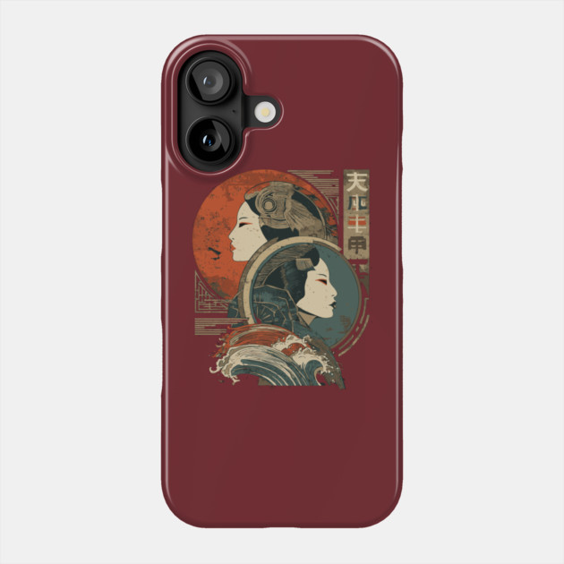 Gemini Zodiac with Duality Faces – Japanese Fusion Phone Case by TuncGK