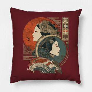 Gemini Zodiac with Duality Faces – Japanese Fusion Pillow