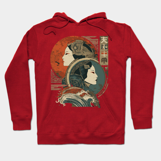 Gemini Zodiac with Duality Faces – Japanese Fusion Hoodie by TuncGK