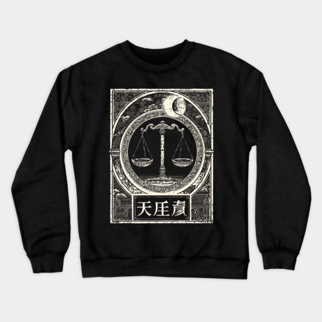 Libra Zodiac in Japanese Ink Style Crewneck Sweatshirt by TuncGK