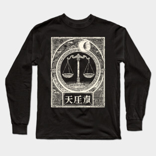 Libra Zodiac in Japanese Ink Style Long Sleeve T-Shirt