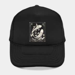 Pisces Yin Yang Fish in Japanese Tattoo Style Hat