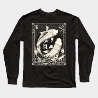 Pisces Yin Yang Fish in Japanese Tattoo Style Long Sleeve T-Shirt