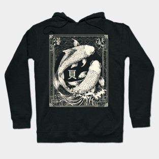 Pisces Yin Yang Fish in Japanese Tattoo Style Hoodie