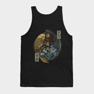 Pisces Twin Koi in Monochrome Harmony Tank Top