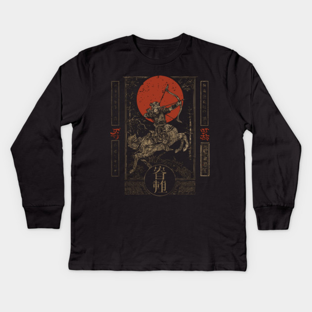 Sagittarius Archer in Japanese Warrior Armor Kids Long Sleeve T-Shirt by TuncGK
