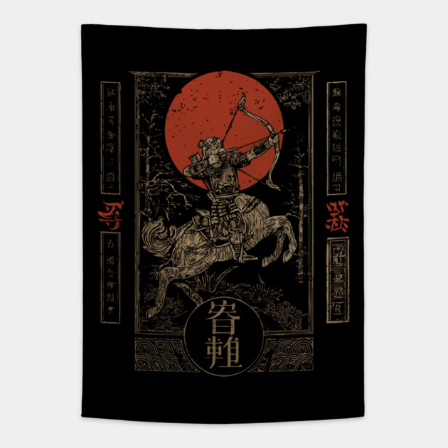 Sagittarius Archer in Japanese Warrior Armor Tapestry by TuncGK