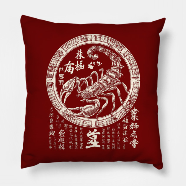 Scorpio Zodiac with Eastern Ink Scorpion Pillow by TuncGK