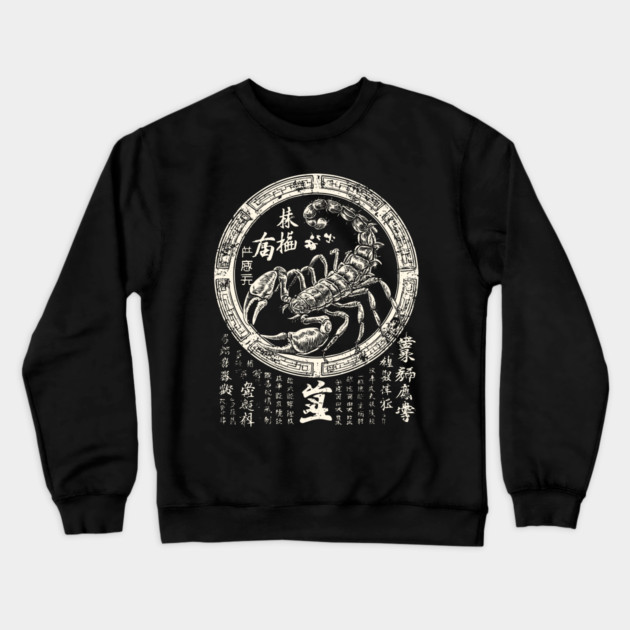 Scorpio Zodiac with Eastern Ink Scorpion Crewneck Sweatshirt by TuncGK