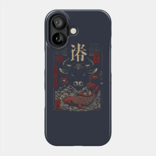 Taurus Zodiac Bull with Koi Motif Phone Case