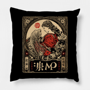 Virgo Maiden with Flowing Hair – Japanese Classic Style Pillow