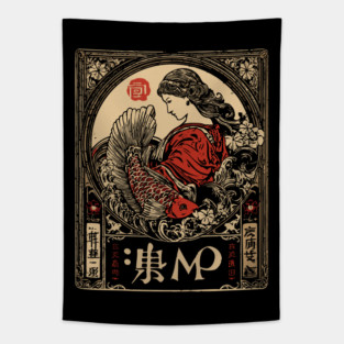 Virgo Maiden with Flowing Hair – Japanese Classic Style Tapestry