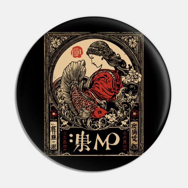 Virgo Maiden with Flowing Hair – Japanese Classic Style Pin by TuncGK