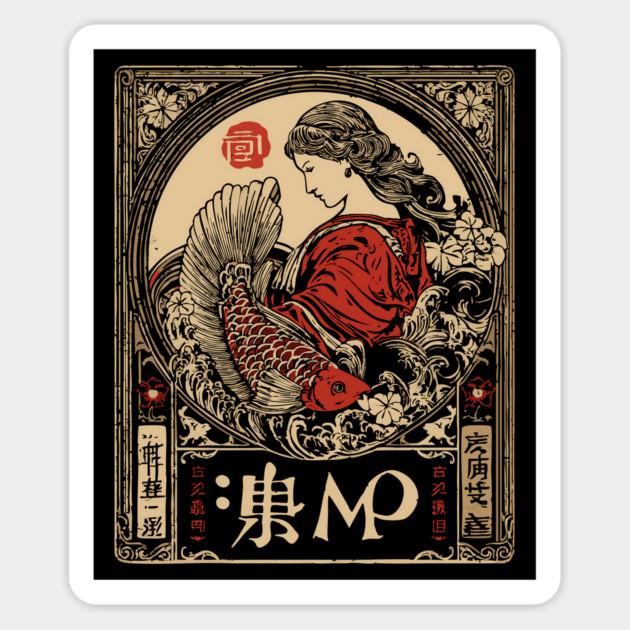 Virgo Maiden with Flowing Hair – Japanese Classic Style Magnet by TuncGK