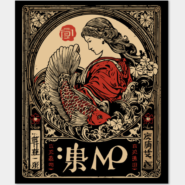 Virgo Maiden with Flowing Hair – Japanese Classic Style Wall Art by TuncGK