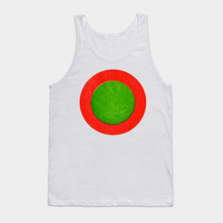 Red Circle With A Green Button Tank Top