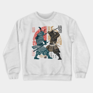 Abstract Samurai Duel in Retro Japanese Ink Style Crewneck Sweatshirt