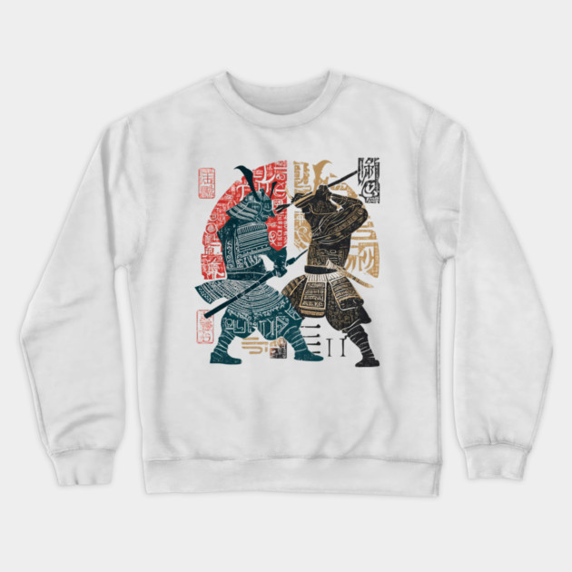 Abstract Samurai Duel in Retro Japanese Ink Style Crewneck Sweatshirt by TuncGK