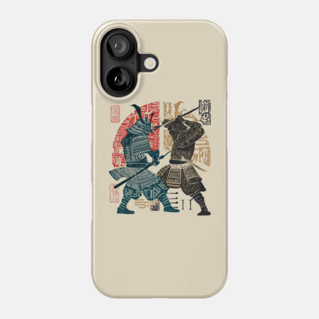 Abstract Samurai Duel in Retro Japanese Ink Style Phone Case by TuncGK