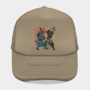 Abstract Samurai Duel in Retro Japanese Ink Style Hat