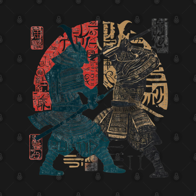 Abstract Samurai Duel in Retro Japanese Ink Style by TuncGK