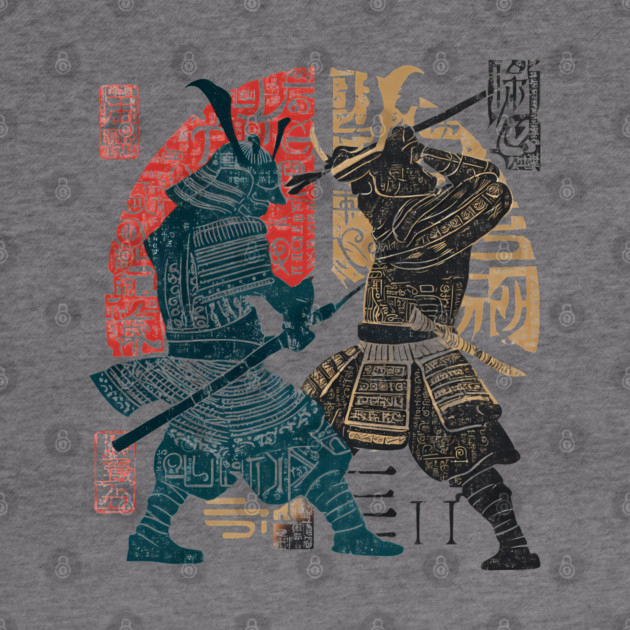 Abstract Samurai Duel in Retro Japanese Ink Style by TuncGK