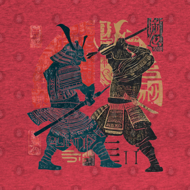 Abstract Samurai Duel in Retro Japanese Ink Style by TuncGK