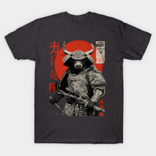 Bull Warrior with Katana – Ukiyo-e Style Strength T-Shirt