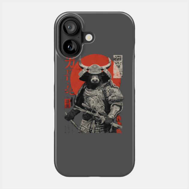 Bull Warrior with Katana – Ukiyo-e Style Strength Phone Case by TuncGK