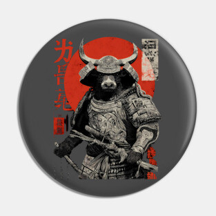 Bull Warrior with Katana – Ukiyo-e Style Strength Pin