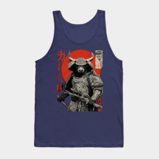 Bull Warrior with Katana – Ukiyo-e Style Strength Tank Top