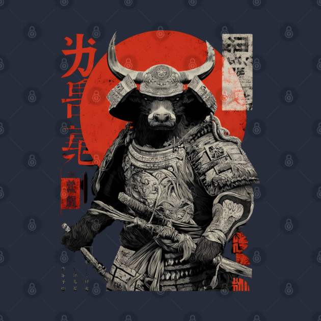 Bull Warrior with Katana – Ukiyo-e Style Strength by TuncGK