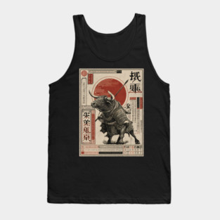 Lone Bull Ronin in Traditional Japanese Ink Tank Top