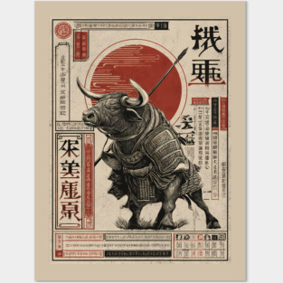 Lone Bull Ronin in Traditional Japanese Ink Posters and Art