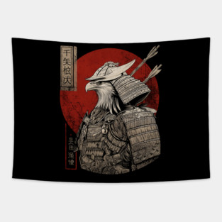 Eagle Samurai Warrior in Ukiyo-e Style Tapestry