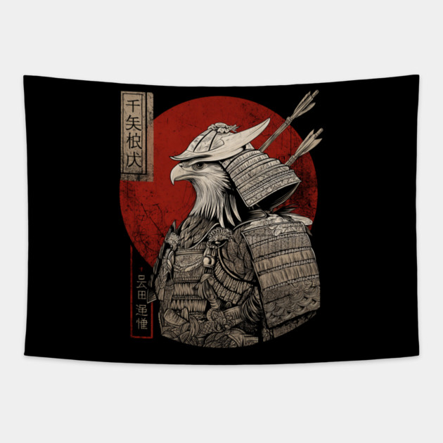 Eagle Samurai Warrior in Ukiyo-e Style Tapestry by TuncGK