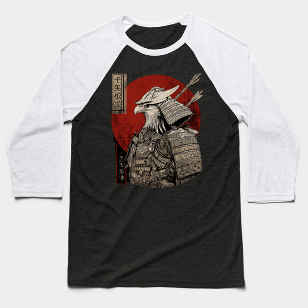 Eagle Samurai Warrior in Ukiyo-e Style Baseball T-Shirt by TuncGK