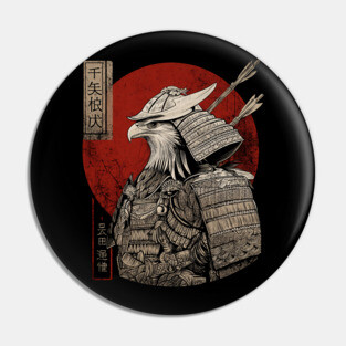 Eagle Samurai Warrior in Ukiyo-e Style Pin