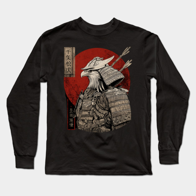 Eagle Samurai Warrior in Ukiyo-e Style Long Sleeve T-Shirt by TuncGK
