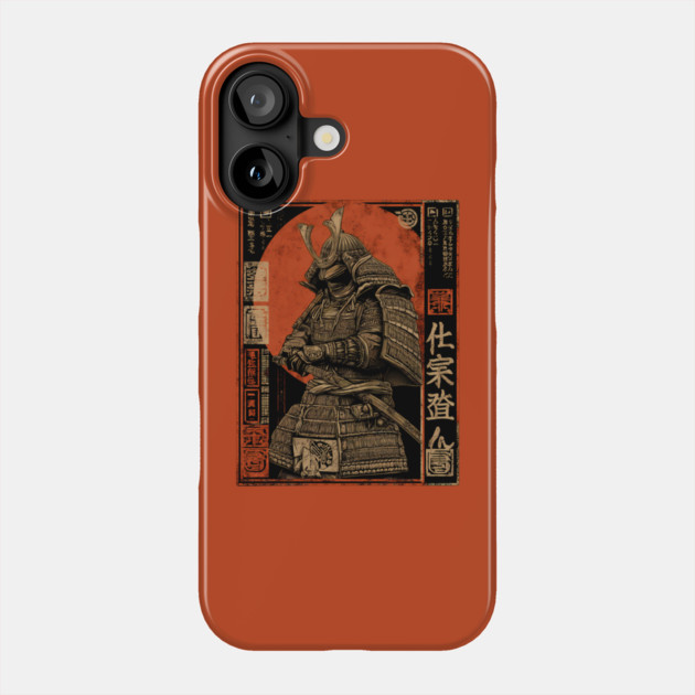 Faceless Samurai in Deep Red Sumi-e Brush Style Phone Case by TuncGK