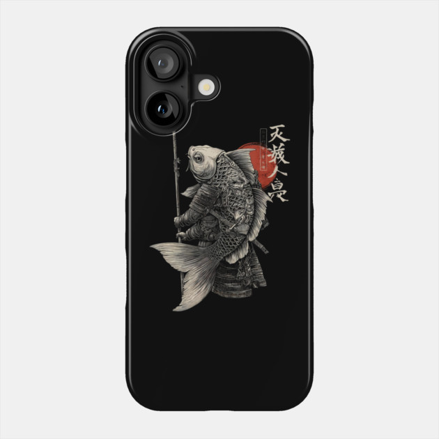 Fish Monk Warrior in Japanese Zen Brush Style Phone Case by TuncGK