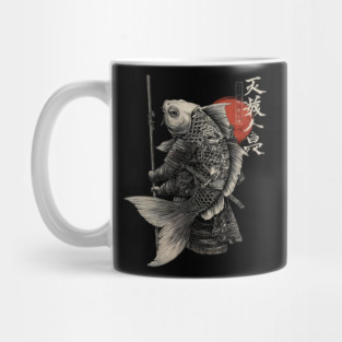 Fish Monk Warrior in Japanese Zen Brush Style Mug
