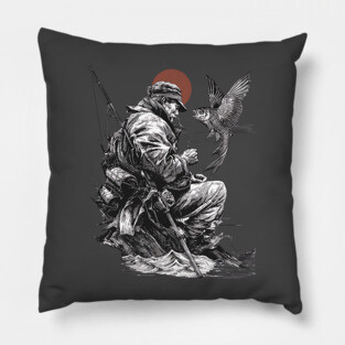 Old Fisher with Talking Fish – Zen Ink Tale Pillow
