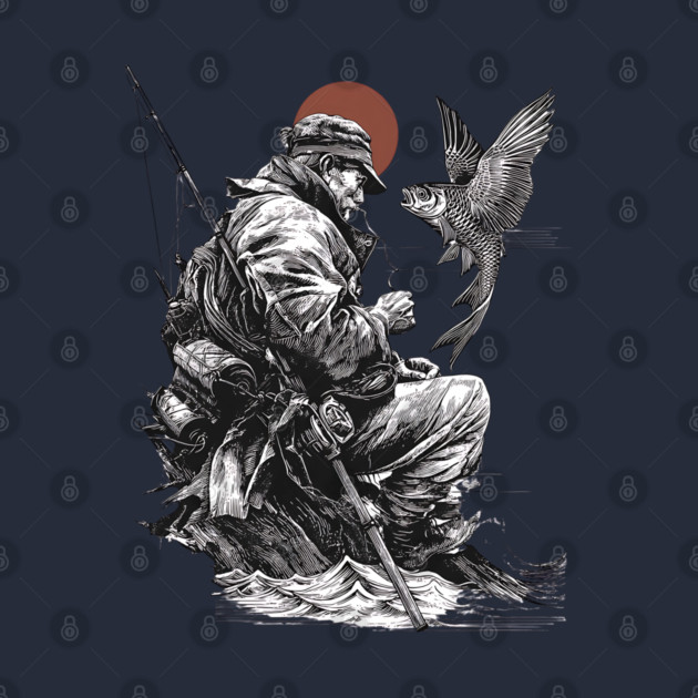 Old Fisher with Talking Fish – Zen Ink Tale by TuncGK
