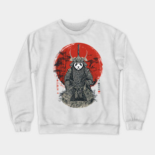 Panda Samurai King in Red Sun Ukiyo-e Style Crewneck Sweatshirt