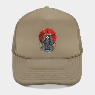 Panda Samurai King in Red Sun Ukiyo-e Style Hat