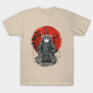 Panda Samurai King in Red Sun Ukiyo-e Style T-Shirt